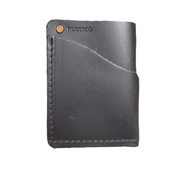 Rustico Wave Leather Wallet Dark Brown 4x3 Minimalist Preppy Quality READ NEW - Picture 1 of 7